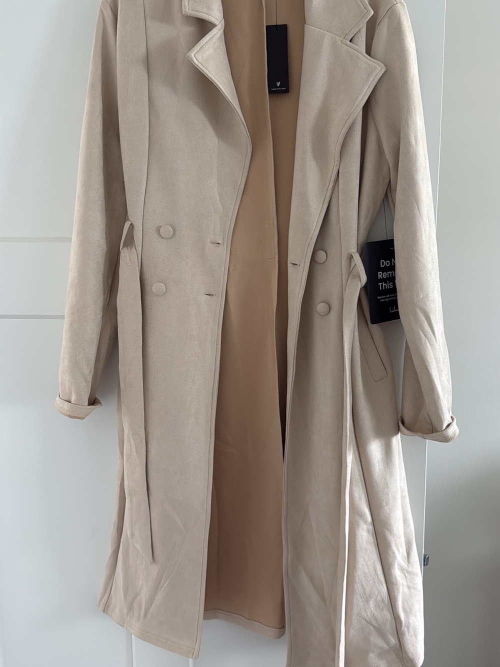 Lulu's Light Beige Double-Breasted Trench Coat